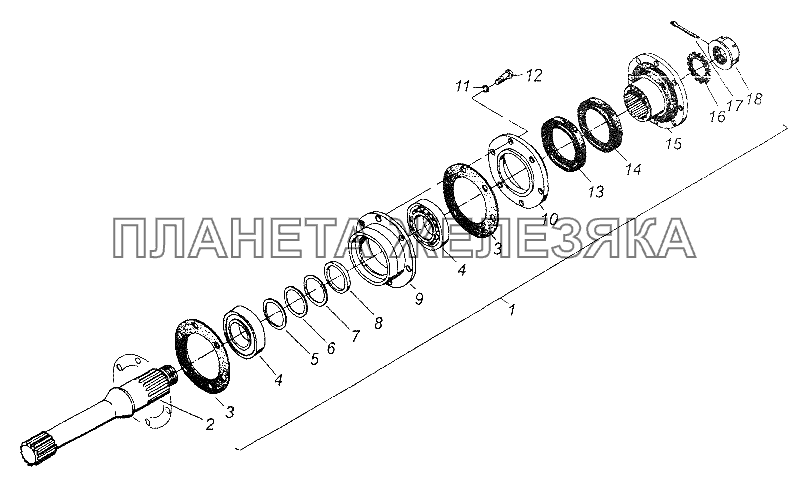 Мост средний. Вал задний МАЗ-64226